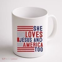 She Loves Jesus And America Too Coffee Mug thumb 1