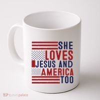 She Loves Jesus And America Too Coffee Mug thumb 0