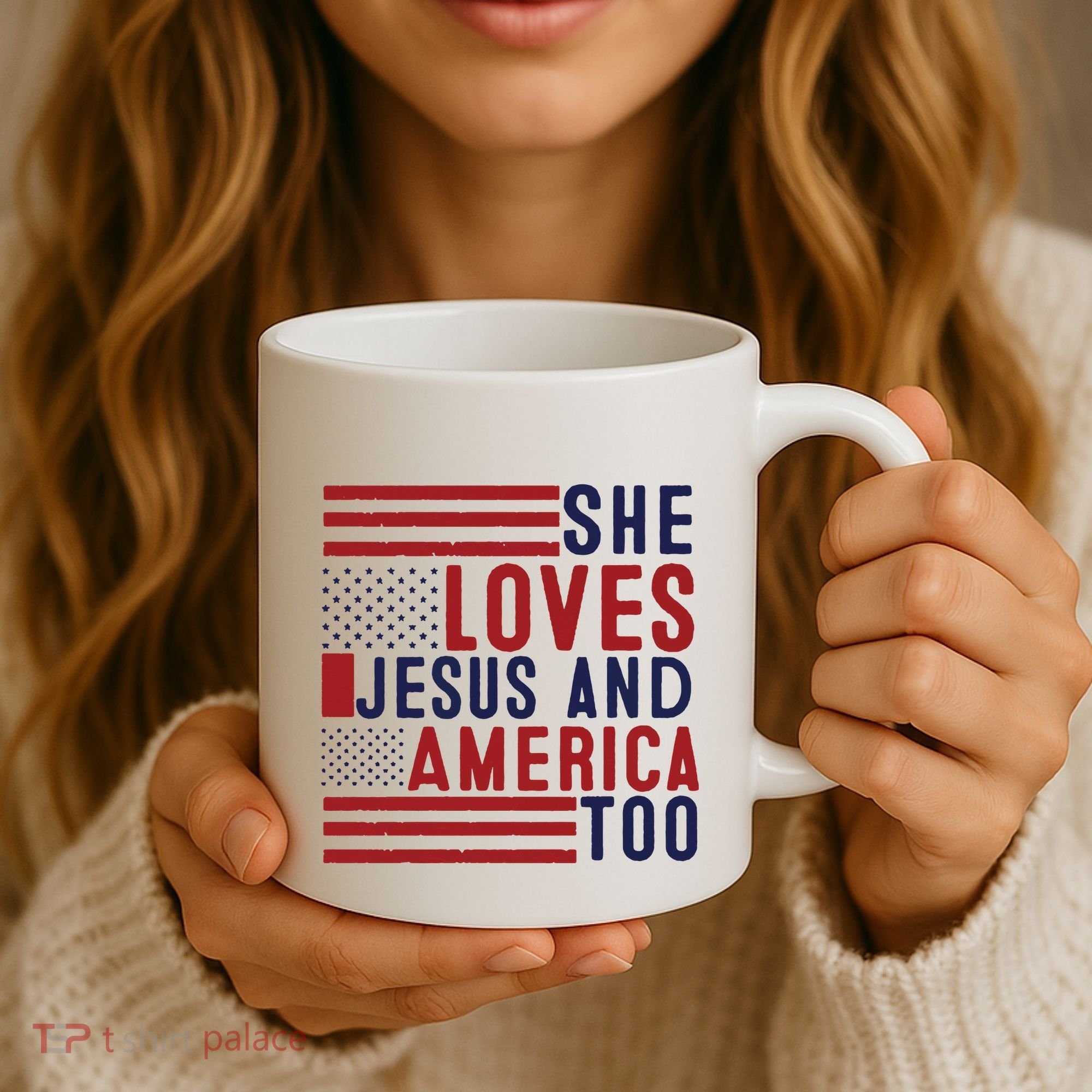 She Loves Jesus And America Too Coffee Mug