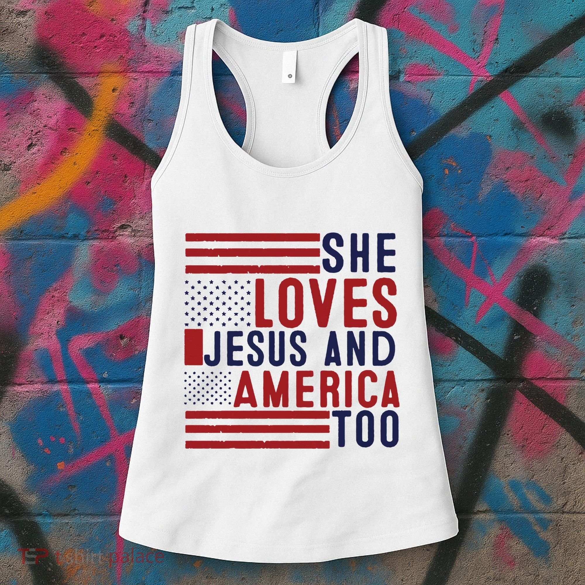 She Loves Jesus And America Too Women's Tank Top