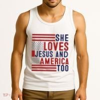 She Loves Jesus And America Too Tank Top thumb 3