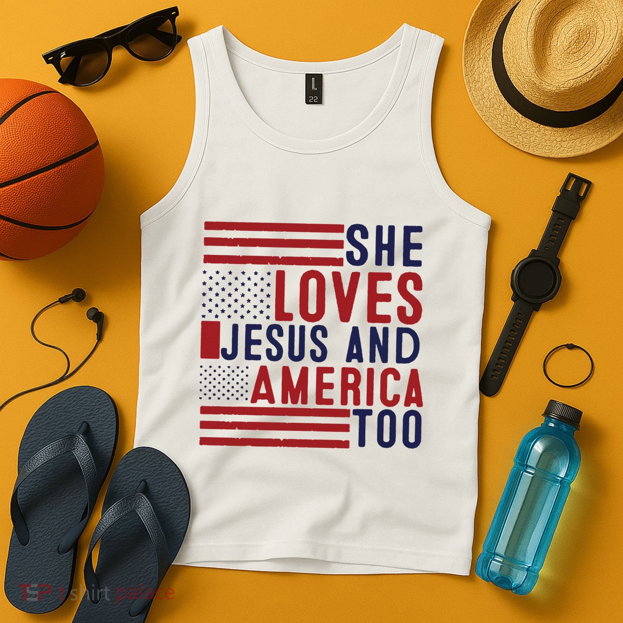 She Loves Jesus And America Too Tank Top
