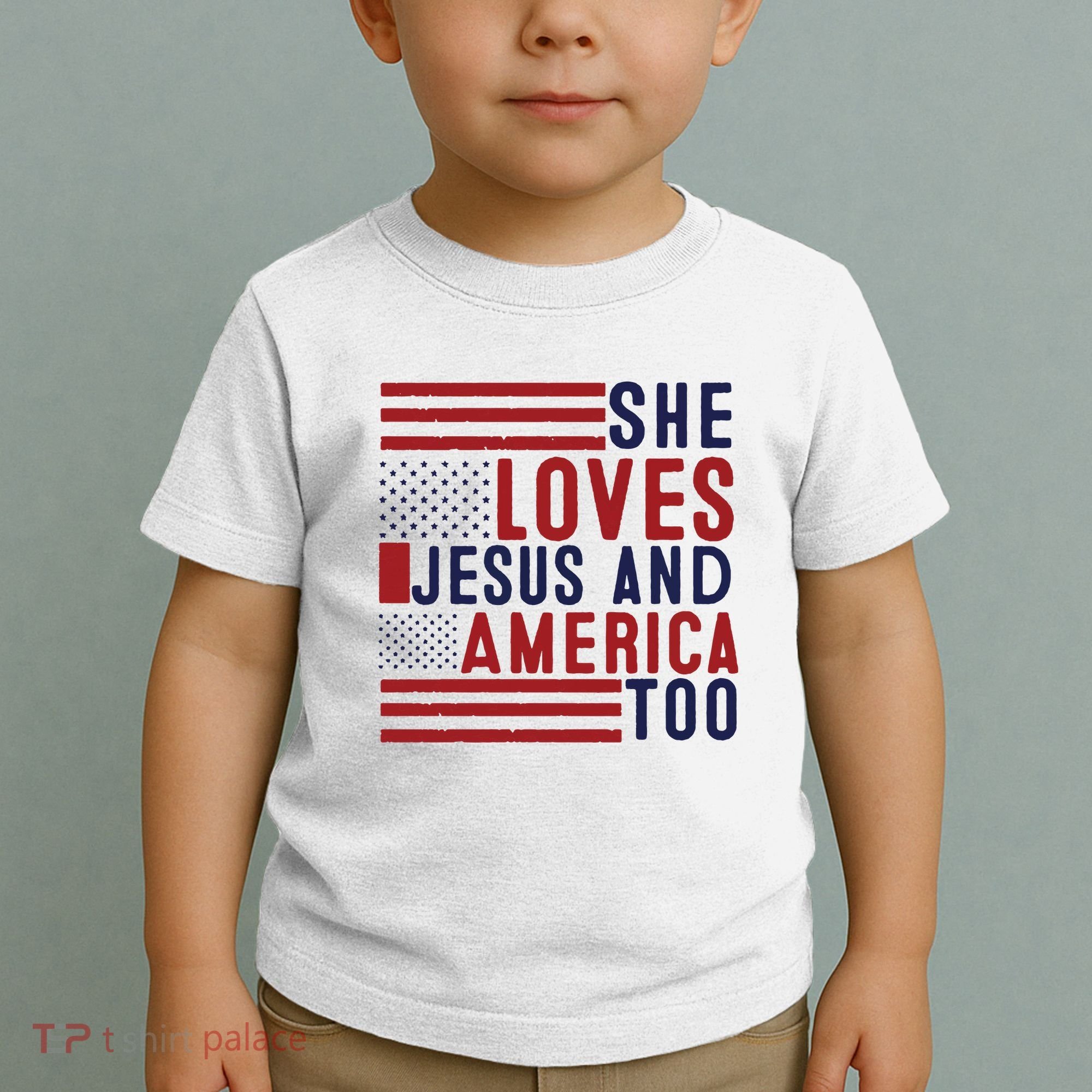 She Loves Jesus And America Too Toddler T-Shirt