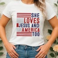 She Loves Jesus And America Too Women's T-Shirt thumb 2
