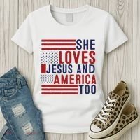 She Loves Jesus And America Too Women's T-Shirt thumb 3