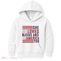 She Loves Jesus And America Too Kids Hoodie thumb 0