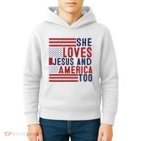 She Loves Jesus And America Too Kids Hoodie thumb 4