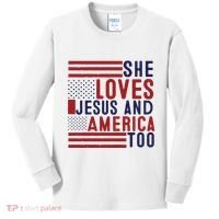 She Loves Jesus And America Too Kids Long Sleeve Shirt thumb 0