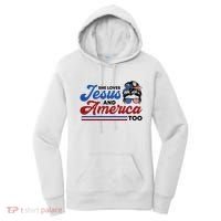 She Loves Jesus And America Too 4th Of July Proud Christian Women's Hoodie thumb 0