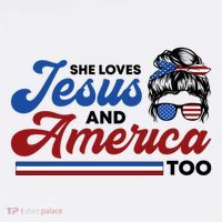 She Loves Jesus And America Too 4th Of July Proud Christian Women's Hoodie thumb 2