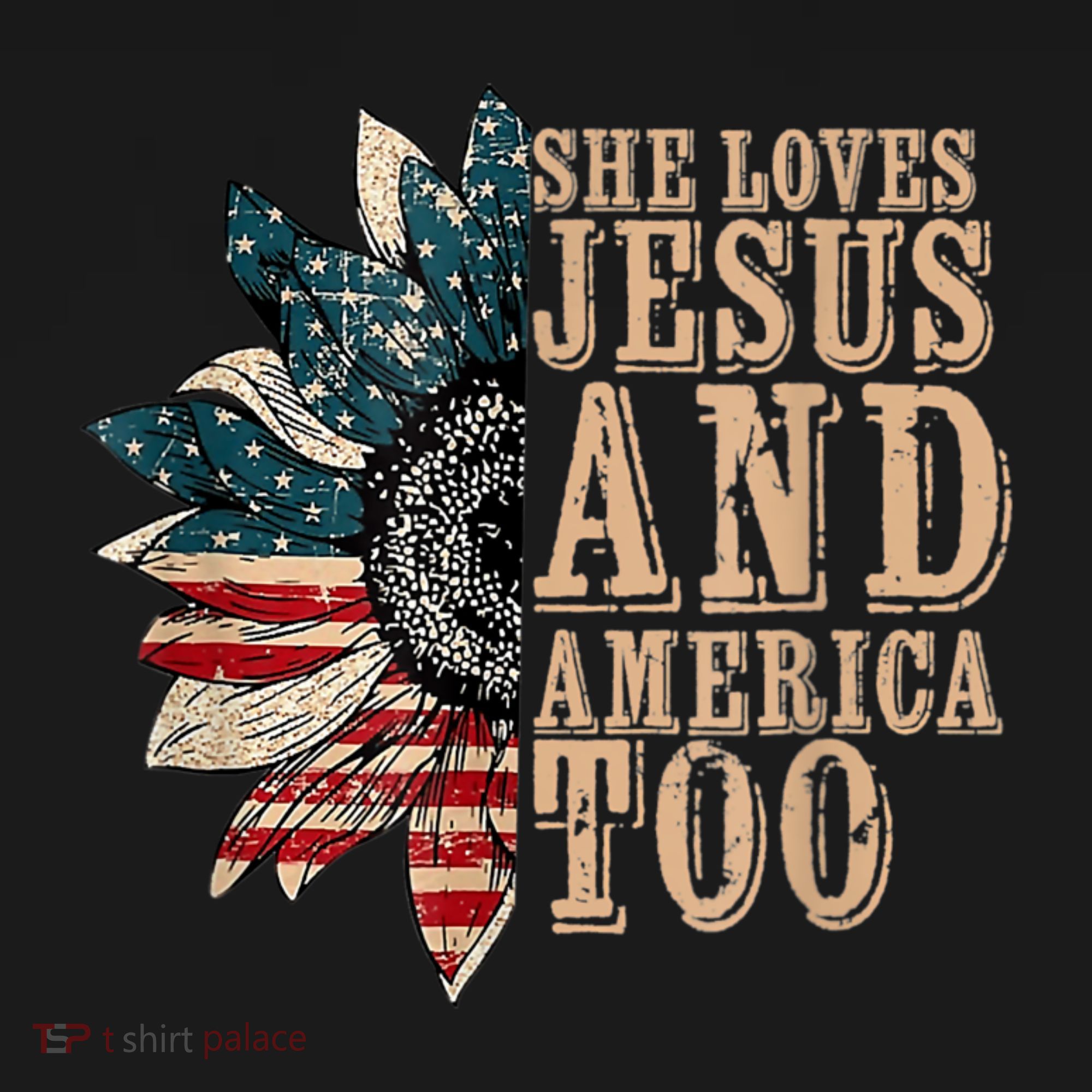 She Love Jesus And America Too Funny Sunflower America Flag Women's Tank Top