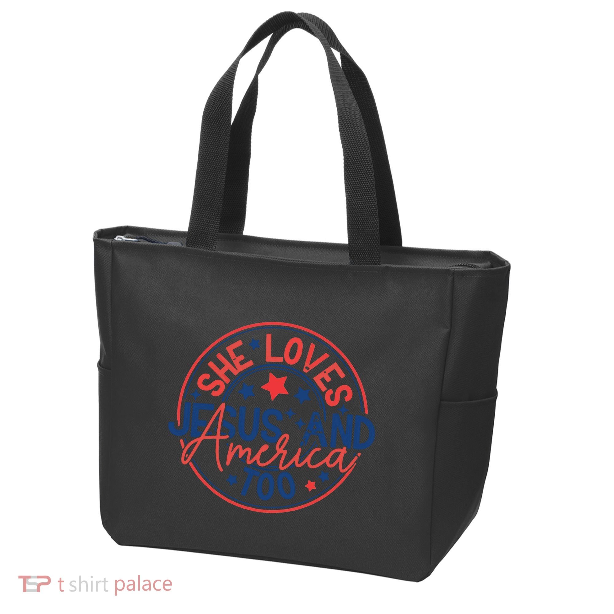 She Loves Jesus And America Too Tote Bag