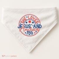 She Loves Jesus And America Too USA-Made Doggie Bandana thumb 0