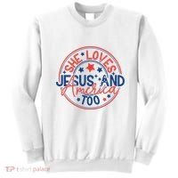 She Loves Jesus And America Too Sweatshirt thumb 0