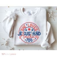 She Loves Jesus And America Too Sweatshirt thumb 2