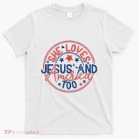 She Loves Jesus And America Too T-Shirt thumb 0