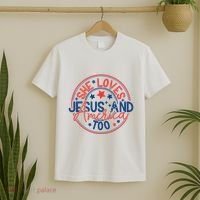 She Loves Jesus And America Too T-Shirt thumb 2