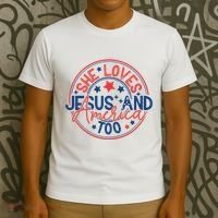 She Loves Jesus And America Too T-Shirt thumb 3