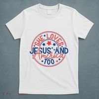 She Loves Jesus And America Too T-Shirt thumb 5