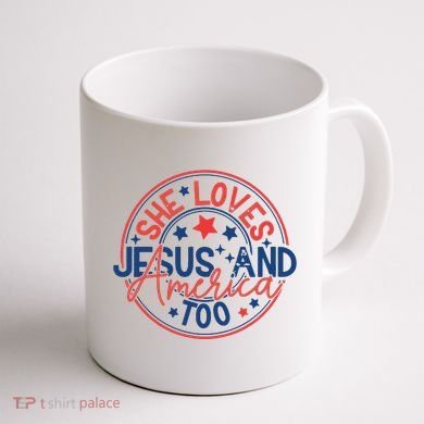 She Loves Jesus And America Too Coffee Mug back