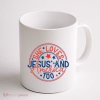 She Loves Jesus And America Too Coffee Mug thumb 1