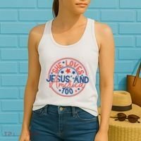 She Loves Jesus And America Too Women's Tank Top thumb 2