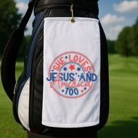 She Loves Jesus And America Too Golf Towel thumb 2