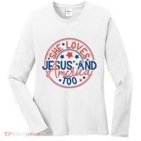 She Loves Jesus And America Too Women's Long Sleeve Shirt thumb 0