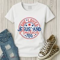 She Loves Jesus And America Too Women's T-Shirt thumb 3