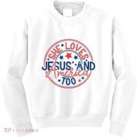 She Loves Jesus And America Too Kids Sweatshirt thumb 0