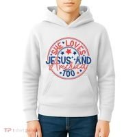 She Loves Jesus And America Too Kids Hoodie thumb 4
