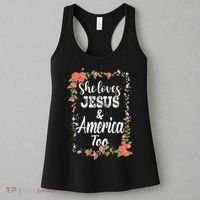 She Loves Jesus.And America Too 4th Of July Women's Tank Top thumb 3