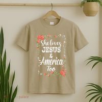 She Loves Jesus.And America Too 4th Of July T-Shirt thumb 2