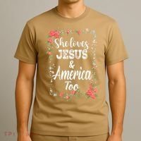 She Loves Jesus.And America Too 4th Of July T-Shirt thumb 3