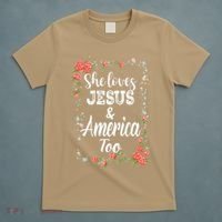 She Loves Jesus.And America Too 4th Of July T-Shirt thumb 5