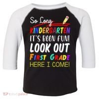 So Long Kindergarten Here I Come 1 Grade Graduation Fun Toddler Fine Jersey T-Shirt thumb 0