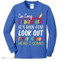 So Long Kindergarten Here I Come 1 Grade Graduation Fun Kids Long Sleeve Shirt thumb 0