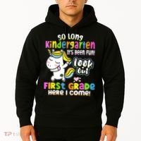 So Long Kindergarten First Grade Here I Come Back To School Cute Unicorn Hoodie thumb 2