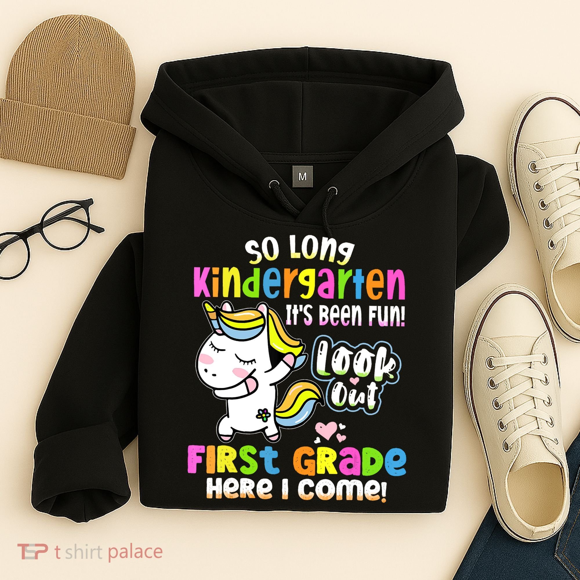 So Long Kindergarten First Grade Here I Come Back To School Cute Unicorn Hoodie