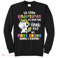 So Long Kindergarten First Grade Here I Come Back To School Cute Unicorn Sweatshirt thumb 0