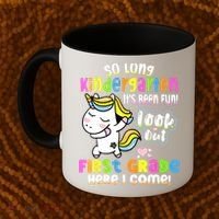 So Long Kindergarten First Grade Here I Come Back To School Cute Unicorn Coffee Mug thumb 2