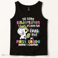 So Long Kindergarten First Grade Here I Come Back To School Cute Unicorn Tank Top thumb 2