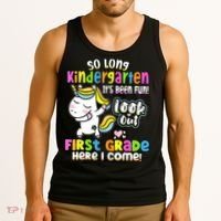 So Long Kindergarten First Grade Here I Come Back To School Cute Unicorn Tank Top thumb 3