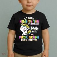 So Long Kindergarten First Grade Here I Come Back To School Cute Unicorn Toddler T-Shirt thumb 2