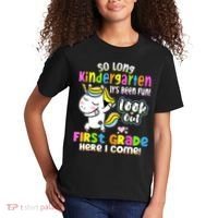 So Long Kindergarten First Grade Here I Come Back To School Cute Unicorn Kids T-Shirt thumb 2