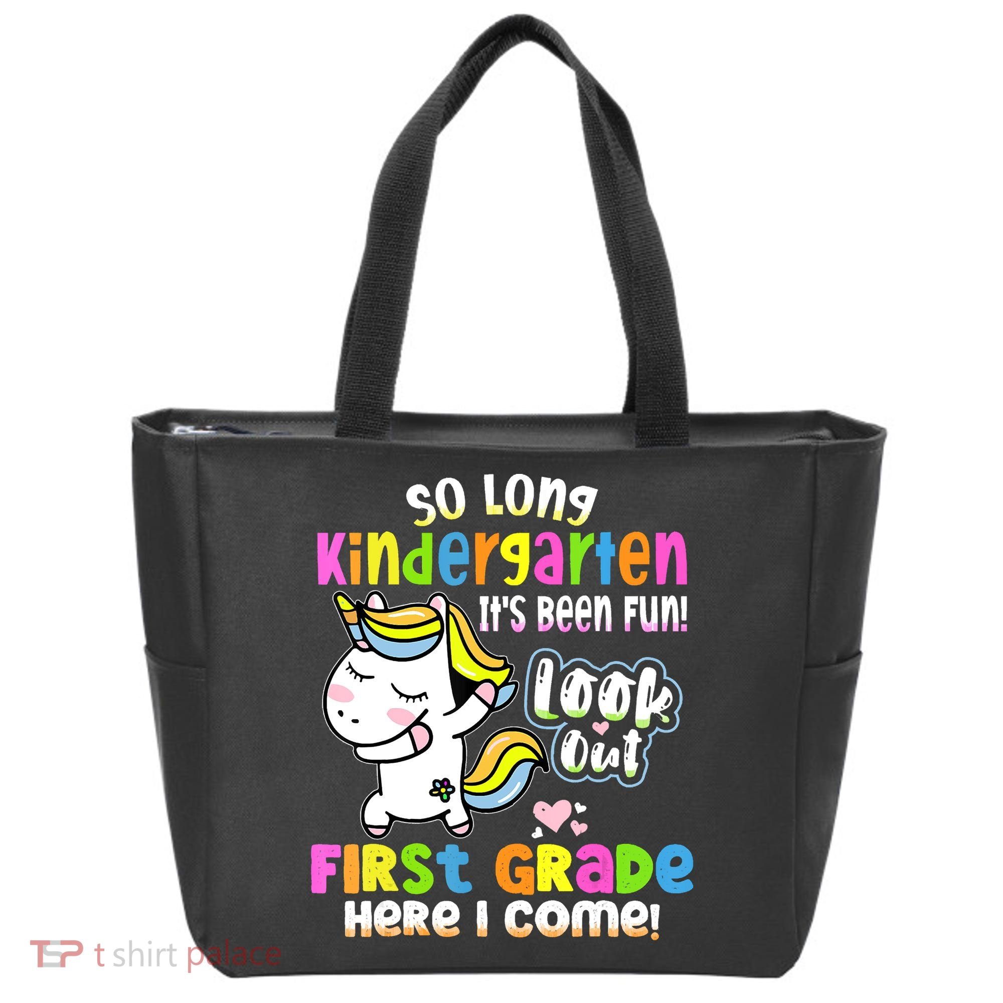So Long Kindergarten First Grade Here I Come Back To School Cute Unicorn Tote Bag