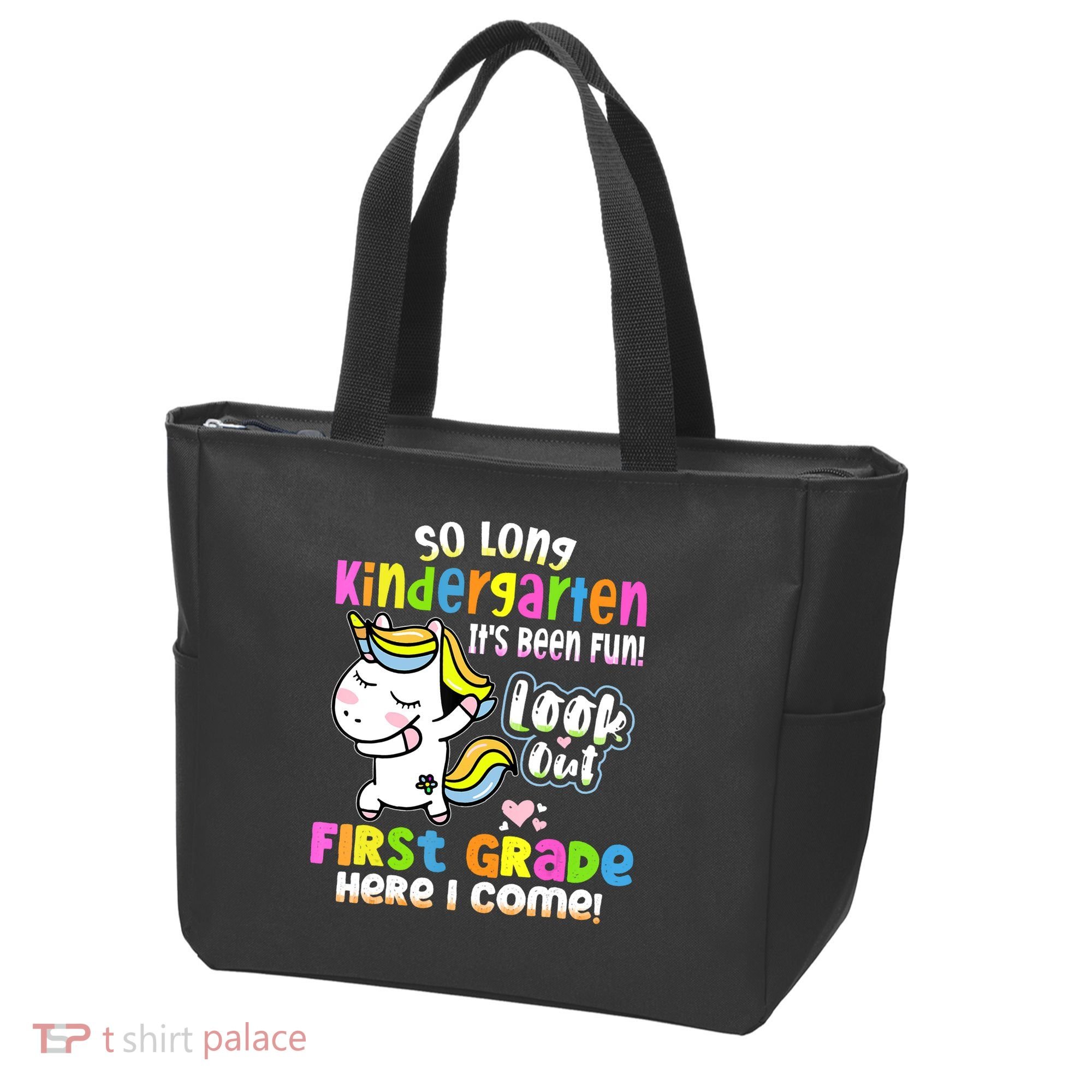 So Long Kindergarten First Grade Here I Come Back To School Cute Unicorn Tote Bag