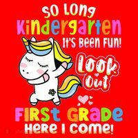So Long Kindergarten First Grade Here I Come Back To School Cute Unicorn Santa Hat thumb 1