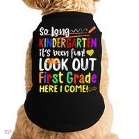So Long Kindergarten Here I Come 1 Grade Graduation Fun Doggie Tank thumb 0