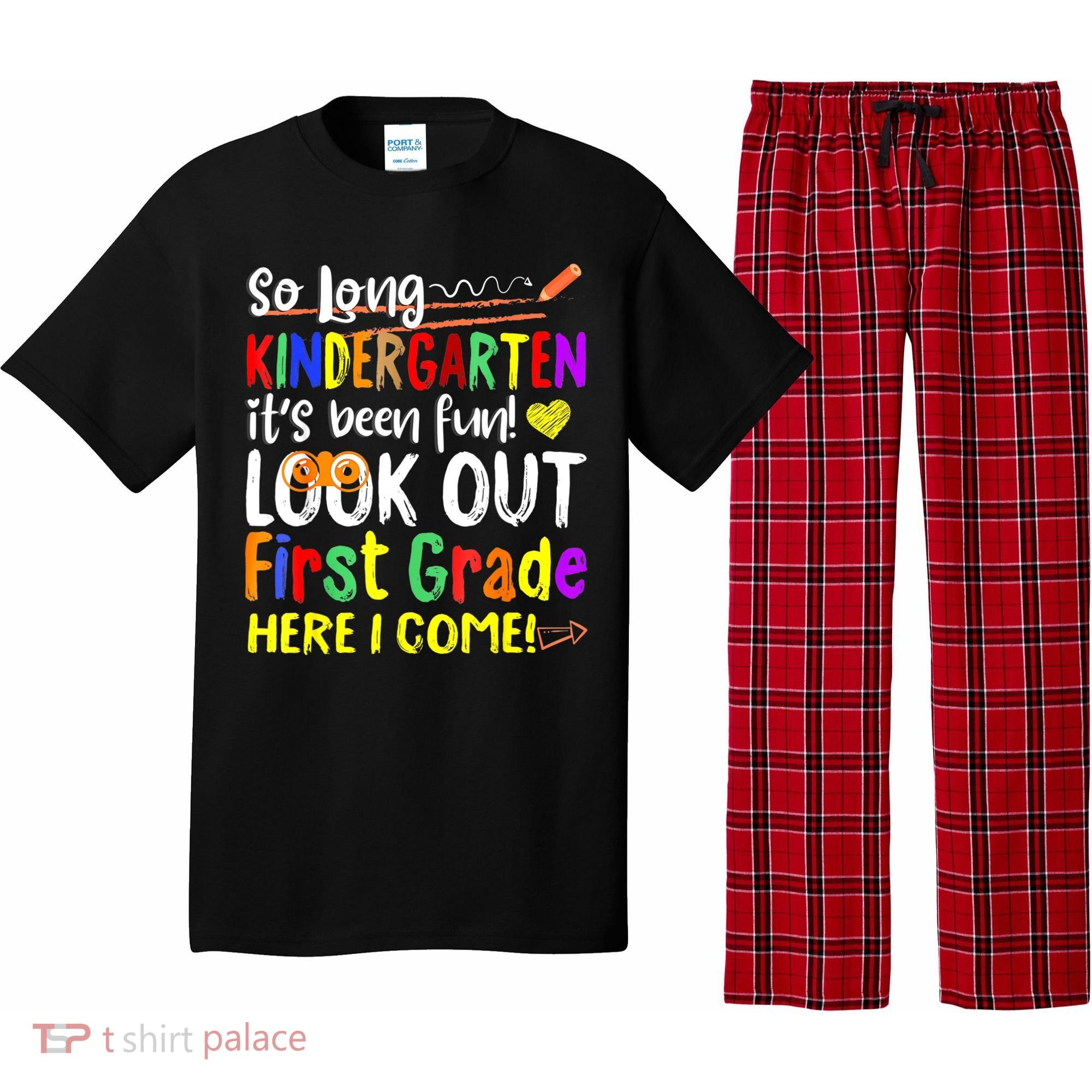 So Long Kindergarten Here I Come 1 Grade Graduation Fun Pajama Set